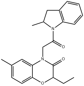 1H-Indole,1-[(2-ethyl-2,3-dihydro-6-methyl-3-oxo-4H-1,4-benzoxazin-4-yl)acetyl]-2,3-dihydro-2-methyl-(9CI) 구조식 이미지
