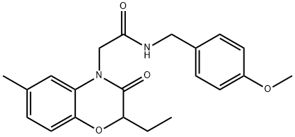 4H-1,4-Benzoxazine-4-acetamide,2-ethyl-2,3-dihydro-N-[(4-methoxyphenyl)methyl]-6-methyl-3-oxo-(9CI) 구조식 이미지