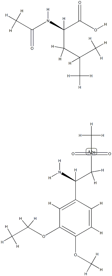 (R)-1-(3-ethoxy-4-methoxyphenyl)-2-(methylsulfonyl)ethanamine (R)-2-acetamido-4-methylpentanoate 구조식 이미지