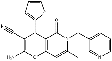 2-amino-4-(2-furyl)-7-methyl-5-oxo-6-(3-pyridinylmethyl)-5,6-dihydro-4H-pyrano[3,2-c]pyridine-3-carbonitrile Structure