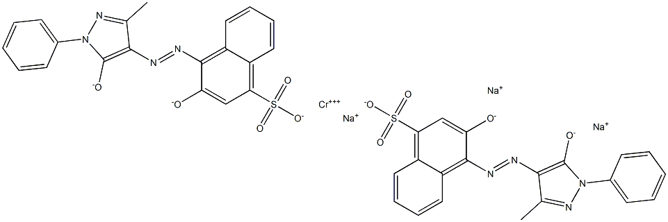 trisodium bis[4-[(4,5-dihydro-3-methyl-5-oxo-1-phenyl-1H-pyrazol-4-yl)azo]-3-hydroxynaphthalene-1-sulphonato(3-)]chromate(3-) 구조식 이미지
