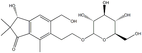 (R)-6-[2-(β-D-Glucopyranosyloxy)ethyl]-2,3-dihydro-3-hydroxy-5-hydroxymethyl-2,2,7-trimethyl-1H-inden-1-one Structure