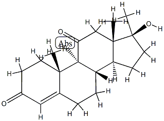 9-Bromo-17β-hydroxy-17-methylandrost-4-ene-3,11-dione 구조식 이미지