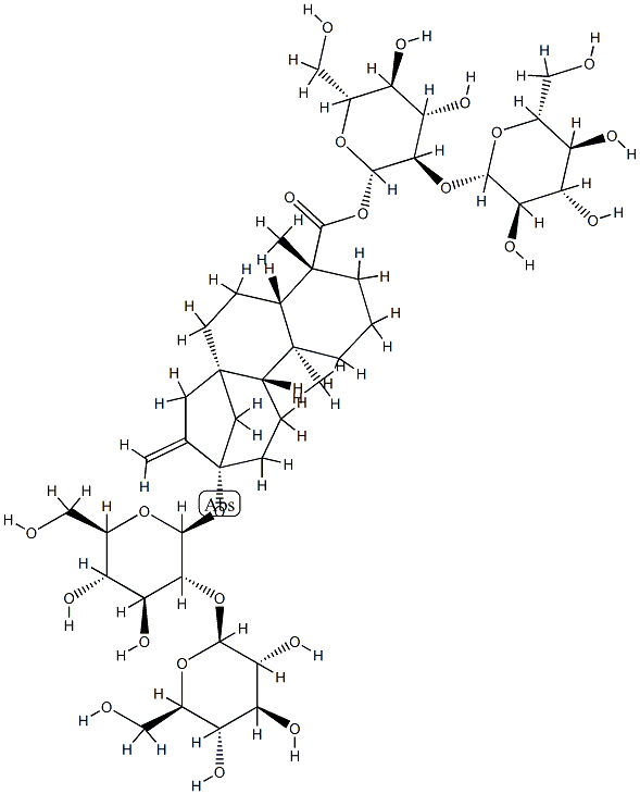 (4R)-13-[[2-O-(β-D-글루코피라노실)-β-D-글루코피라노실]옥시]카우르-16-엔-18-오산2-O-(β-D-글루코피라노실)-β-D-글루코피라노실에스테르 구조식 이미지