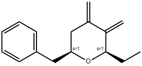 2H-Pyran,2-ethyltetrahydro-3,4-bis(methylene)-6-(phenylmethyl)-,(2R,6S)-rel-(9CI) Structure