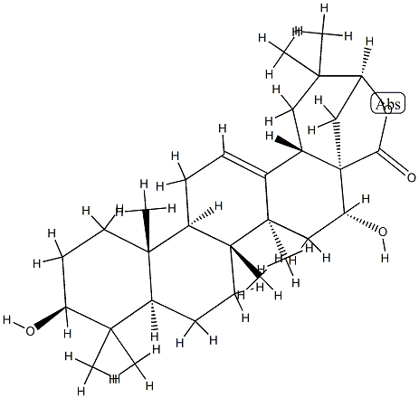 3β,16α,21β-Trihydroxyoleana-12-ene-28-oic acid 28,21-lactone Structure