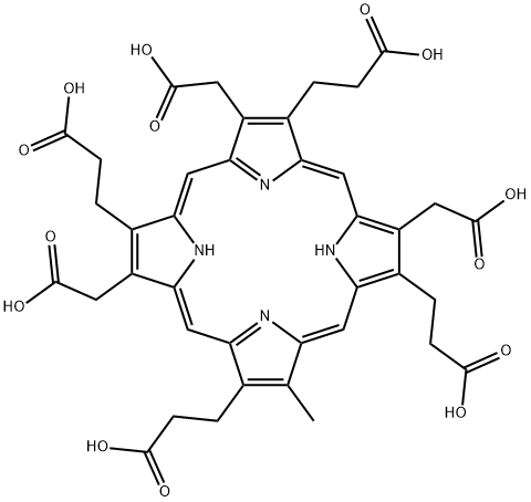 3,8,13-tris(carboxymethyl)-18-methyl-21H,23H-porphine-2,7,12,17-tetrapropanoic acid 구조식 이미지