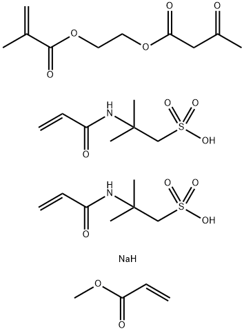 Butanoic acid, 3-oxo-, 2-[(2-methyl-1-oxo-2-propenyl)oxy]ethyl ester, polymer with 2-methyl-2-[(1-oxo-2-propenyl) amino]-1-propanesulfonic acid, 2-methyl-2-[(1-oxo-2-propenyl) amino]-1-propanesulfonic acid monosodium salt and methyl 2-propenoate Structure