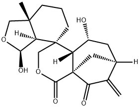 (3S,3aR,4R,4'aβ,7'α,7aR,9'aα)-3,3a,5,5',6,6',7,7',7a,8'-Decahydro-3,5'α-dihydroxy-7a-methyl-8'-methylenespiro[isobenzofuran-4(1H),4'(3'H)-[1H-7,9a]methanocyclohepta[c]pyran]-1',9'(4'aH)-dione 구조식 이미지