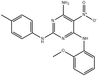 N~4~-(2-methoxyphenyl)-N~2~-(4-methylphenyl)-5-nitropyrimidine-2,4,6-triamine 구조식 이미지