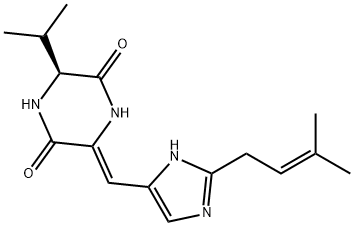 (6S)-3-[(Z)-[2-(3-Methyl-2-butenyl)-1H-imidazol-4-yl]methylene]-6α-(1-methylethyl)piperazine-2,5-dione Structure