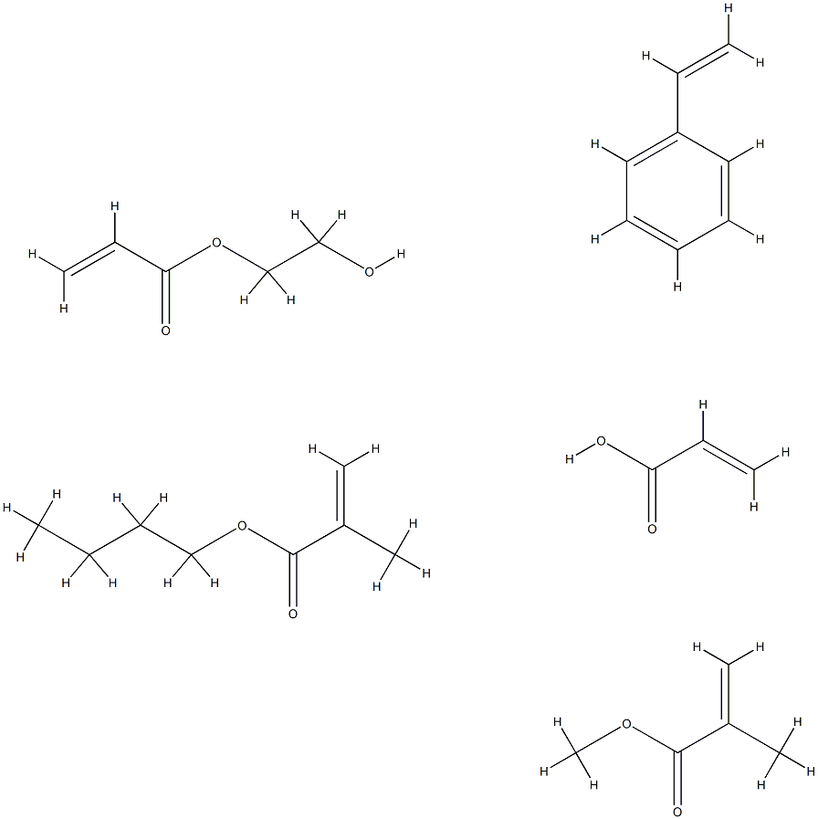 2-Propenoic acid, 2-methyl-, butyl ester, polymer with ethenylbenzene, 2-hydroxyethyl 2-propenoate, methyl 2-methyl-2-propenoate and 2-propenoic acid 구조식 이미지