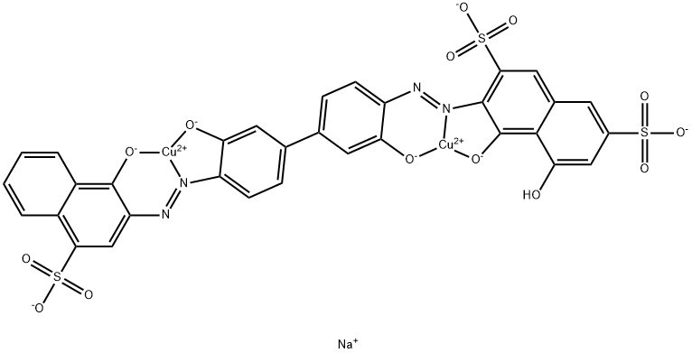 trisodium [mu-[3-[[3,3'-dihydroxy-4'-[(1-hydroxy-4-sulpho-2-naphthyl)azo][1,1'-biphenyl]-4-yl]azo]-4,5-dihydroxynaphthalene-2,7-disulphonato(7-)]]dicuprate(3-) 구조식 이미지