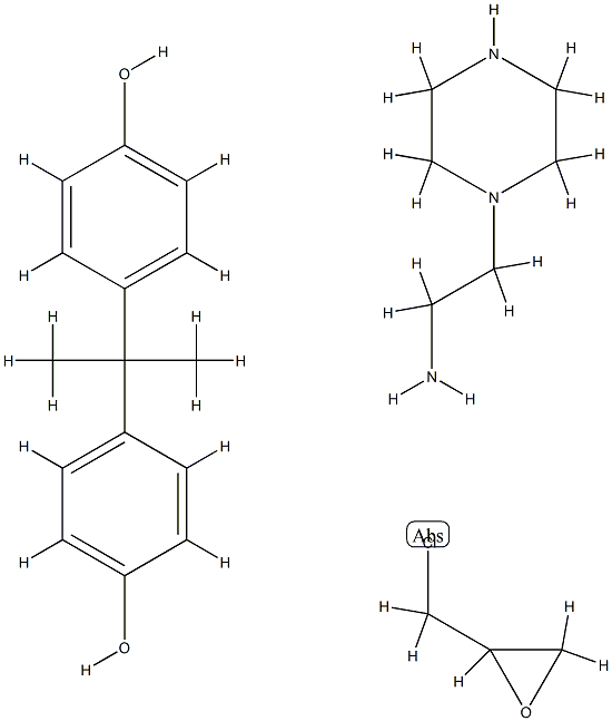 4,4'-(1-메틸에틸리덴)비스페놀 중합체, (클로로메틸)옥시레인, 1-피페라진에탄아민 함유 구조식 이미지