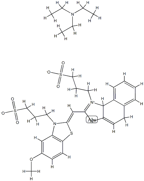 hydrogen 2-[[5-methoxy-3-(3-sulphonatopropyl)-3H-benzothiazol-2-ylidene]methyl]-1-(3-sulphonatopropyl)naphtho[1,2-d]thiazolium, compound with triethylamine Structure