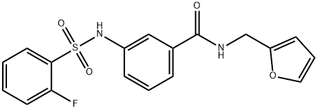 3-{[(2-fluorophenyl)sulfonyl]amino}-N-(2-furylmethyl)benzamide 구조식 이미지