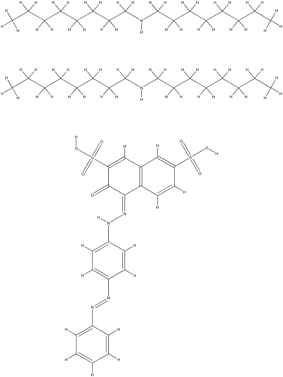 3-hydroxy-4-[[4-(phenylazo)phenyl]azo]naphthalene-2,7-disulphonic acid, compound with dioctylamine (1:2) 구조식 이미지