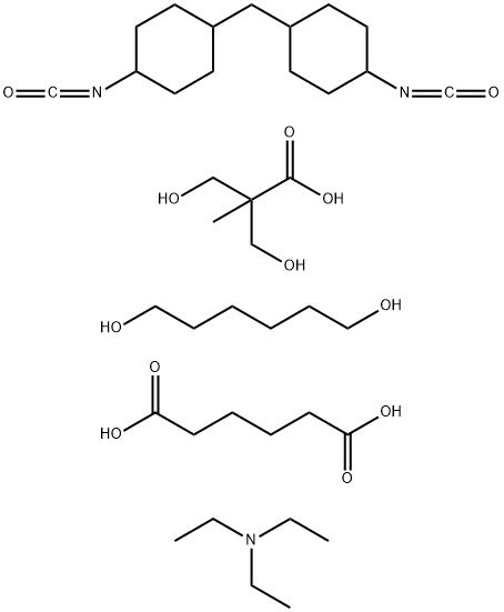 Hexanedioic acid, polymer with 1,6-hexanediol, 3-hydroxy-2-(hydroxymethyl)-2-methylpropanoic acid and 1,1-methylenebis4-isocyanatocyclohexane, compd. with N,N-diethylethanamine Structure