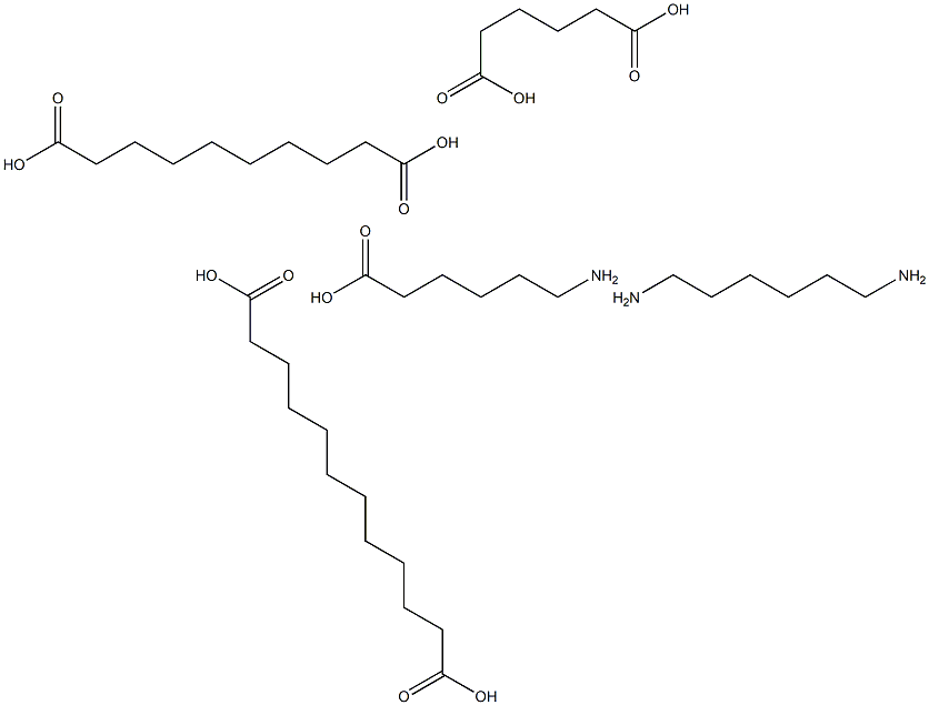 Dodecanedioic acid, polymer with 6-aminohexanoic acid, decanedioic acid, 1,6-hexanediamine and hexanedioic acid 구조식 이미지