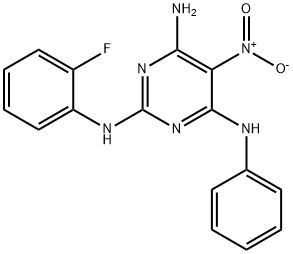 N~2~-(2-fluorophenyl)-5-nitro-N~4~-phenylpyrimidine-2,4,6-triamine Structure