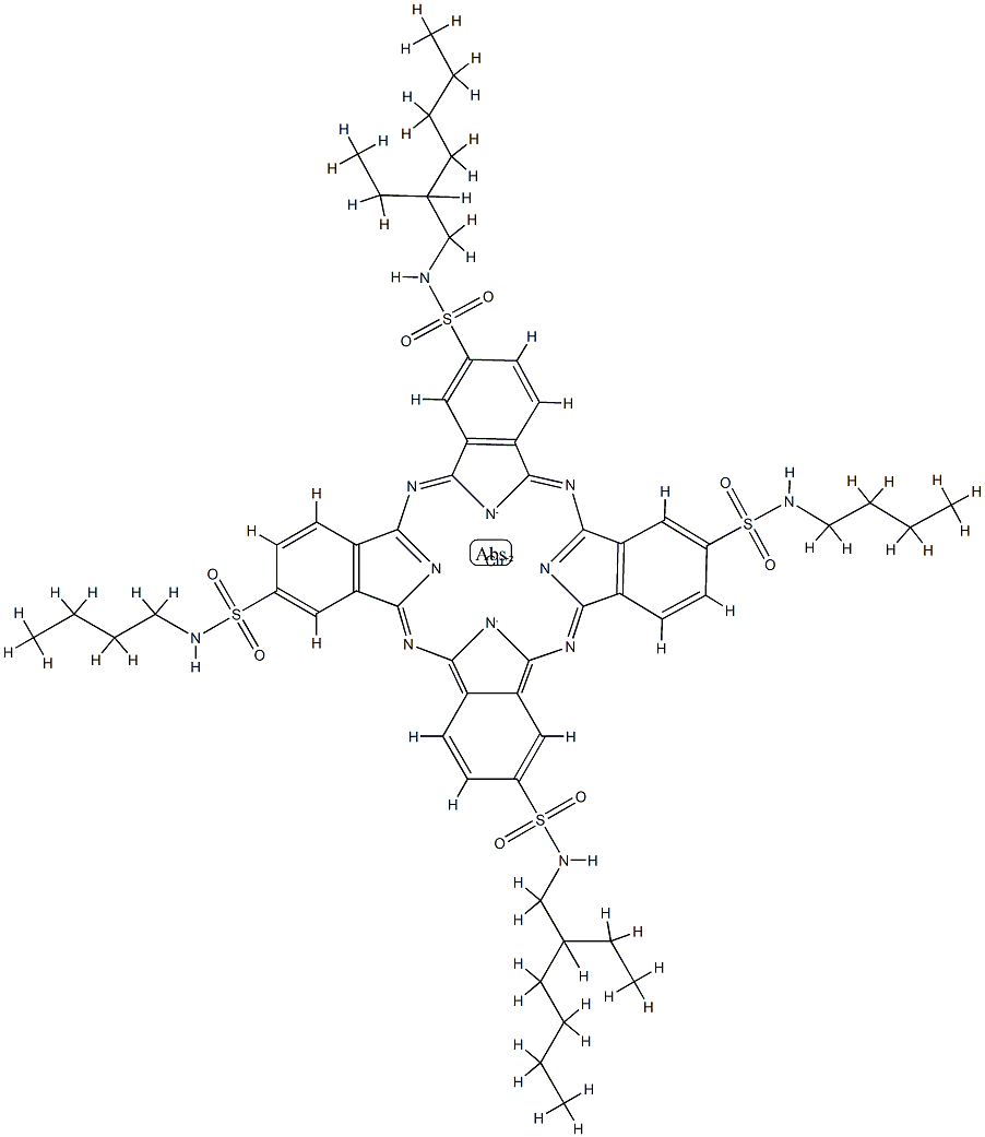 Copper, [N2,N16-dibutyl-N9, N23-bis(2-ethylhexyl)-29H,31H-phthalocyanine -2,9,16,23-tetrasulfonamidato(2-)-N29,N30 ,N31,N32]-, (SP-4-1)- 구조식 이미지