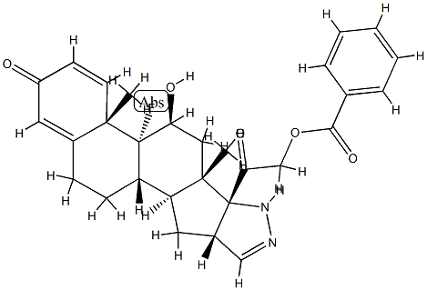 9-fluoro-2',16beta-dihydro-11beta,21-dihydroxypregna-1,4-dieno[17,16-c]pyrazole-3,20-dione 21-benzoate Structure