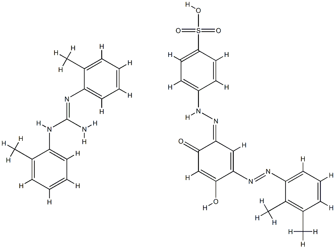 4-[[5-[(dimethylphenyl)azo]-2,4-dihydroxyphenyl]azo]benzenesulphonic acid, compound with N,N'-di(o-tolyl)guanidine (1:1) Structure