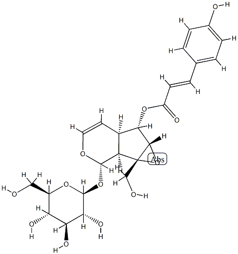 [(1aS)-1a,1bα,2,5aα,6,6aβ-Hexahydro-1aβ-hydroxymethyl-6α-[[(E)-3-(4-hydroxyphenyl)-1-oxo-2-propenyl]oxy]oxireno[4,5]cyclopenta[1,2-c]pyran-2α-yl]β-D-glucopyranoside Structure