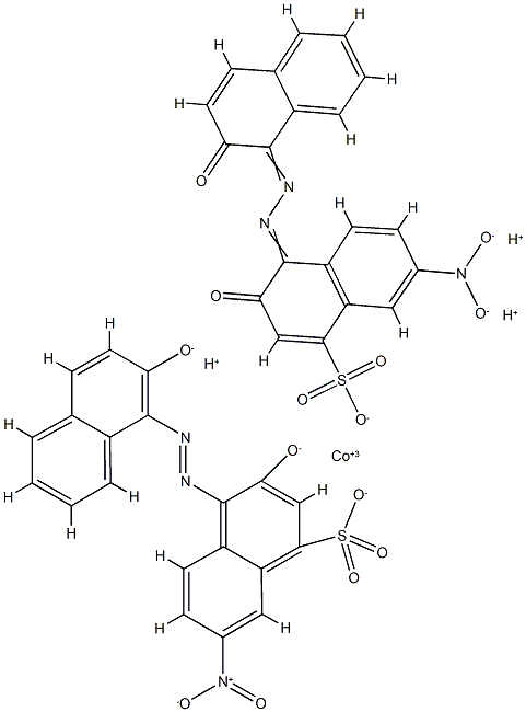 코발테이트(3-),비스[3-하이드록시-4-[(2-하이드록시-1-나프탈레닐)아조]-7-니트로-1-나프탈렌설포나토(3-)]-,삼수소 구조식 이미지