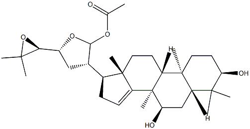 (13S,17S,20S,21S,23R,24S)-21,23:24,25-Diepoxy-4,4,8-trimethyl-5α-cholest-14-ene-3α,7α,21-triol 21-acetate 구조식 이미지