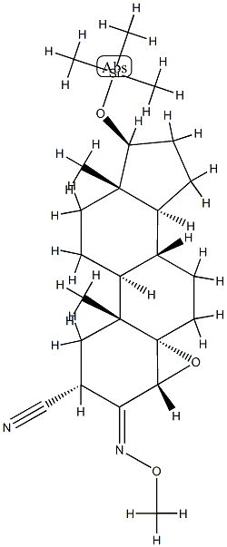4α,5-Epoxy-3-methoxyimino-17β-[(trimethylsilyl)oxy]-5α-androstane-2α-carbonitrile Structure