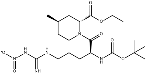 [2R-[1(S),2alpha,4beta]]-1-[2-[[(1,1-Dimethylethoxy)carbonyl]amino]-5-[[imino(nitroamino)methyl]amino]-1-oxopentyl]-4-methyl-2-piperidinecarboxylic acid ethyl ester 구조식 이미지