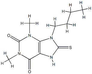 9-butyl-1,3-dimethyl-8-sulfanylidene-7H-purine-2,6-dione 구조식 이미지