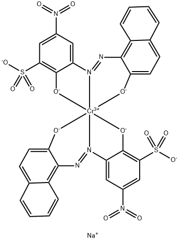 3-[(2-하이드록시-1-나프타에틸-아노-2닐 나프타레닐)아조]-2-하이드록시-5-니트로벤젠술포닉산, 크롬 혼합물, 트리나트륨 염 구조식 이미지