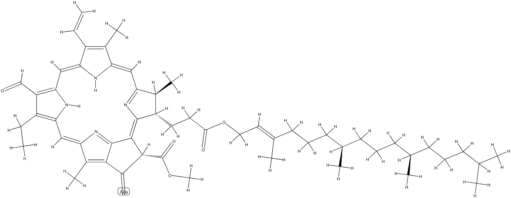 (132S,17S,18S)-31,32-Didehydro-71-oxo-132-(methoxycarbonyl)-17,18-dihydrophytoporphyrin 17-phytyl ester 구조식 이미지