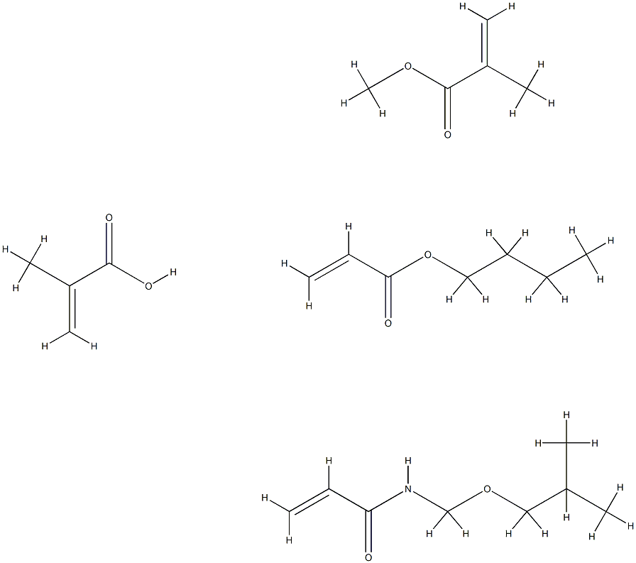 2-프로펜산,2-메틸-,부틸2-프로페노에이트,메틸2-메틸-2-프로페노에이트및N-[(2-메틸프로폭시)메틸]-2-프로펜아미드가있는중합체 구조식 이미지
