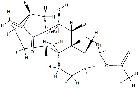 18-Acetoxy-7α,20-epoxy-6β,7-dihydroxykaur-16-en-15-one 구조식 이미지