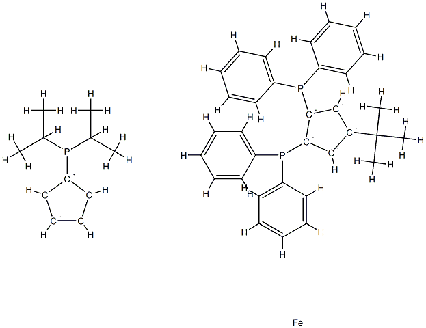 4-(t-Butyl)-1,2-bis(diphenylphosphino)-1'-(di-i-propylphosphino)ferrocene, 98% HiersoPHOS-4 Structure