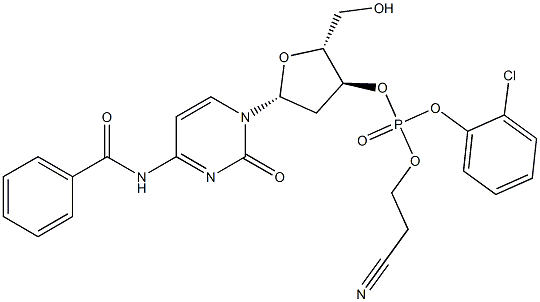 3'-Cytidylic acid, N-benzoyl-2'-deoxy-, 2-chlorophenyl 2-cyanoethyl ester Structure