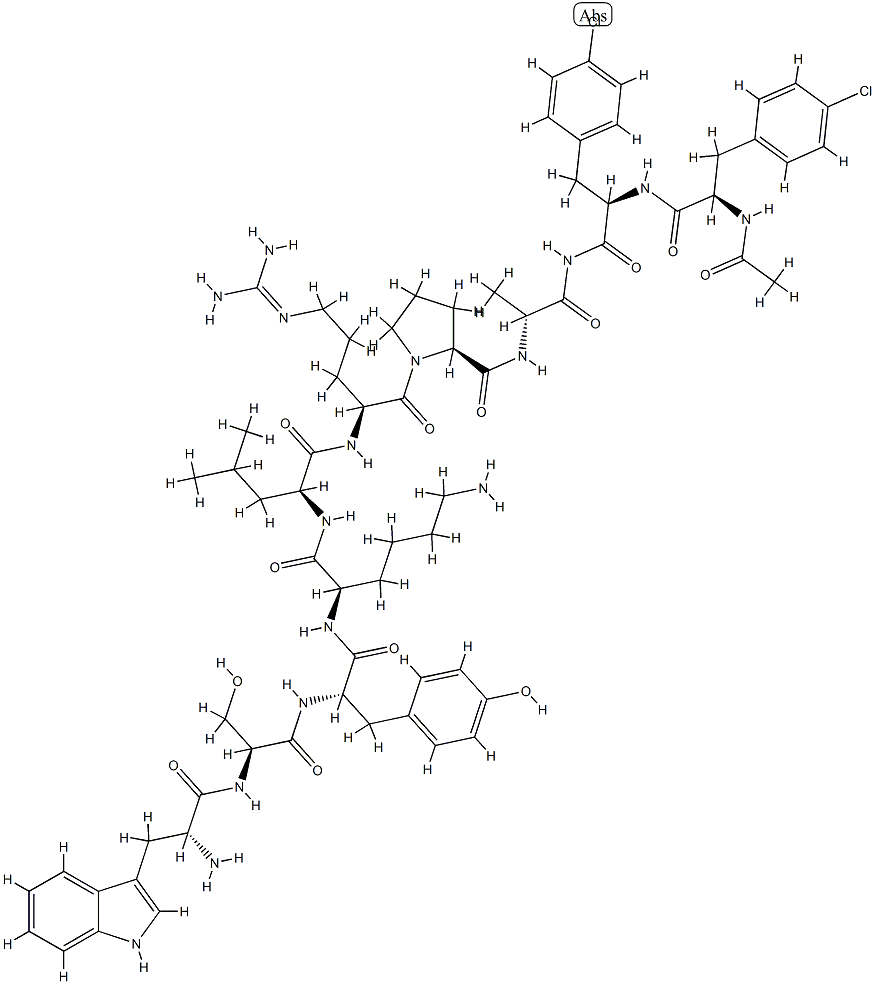 GnRH, Ac(4-Cl-Phe(1,2)-Trp(3)-Tyr(5)-Lys(6)-Ala(10))- 구조식 이미지