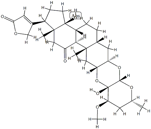 14-Hydroxy-11-oxo-3β,2α-[[(2S,3S,4R,6R)-tetrahydro-3-hydroxy-4-methoxy-6-methyl-2H-pyran-2,3-diyl]bis(oxy)]-5β-card-20(22)-enolide 구조식 이미지