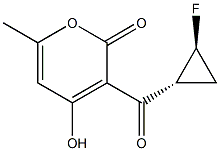 2H-Pyran-2-one, 3-[[(1R,2S)-2-fluorocyclopropyl]carbonyl]-4-hydroxy-6-methyl-, rel- (9CI) Structure