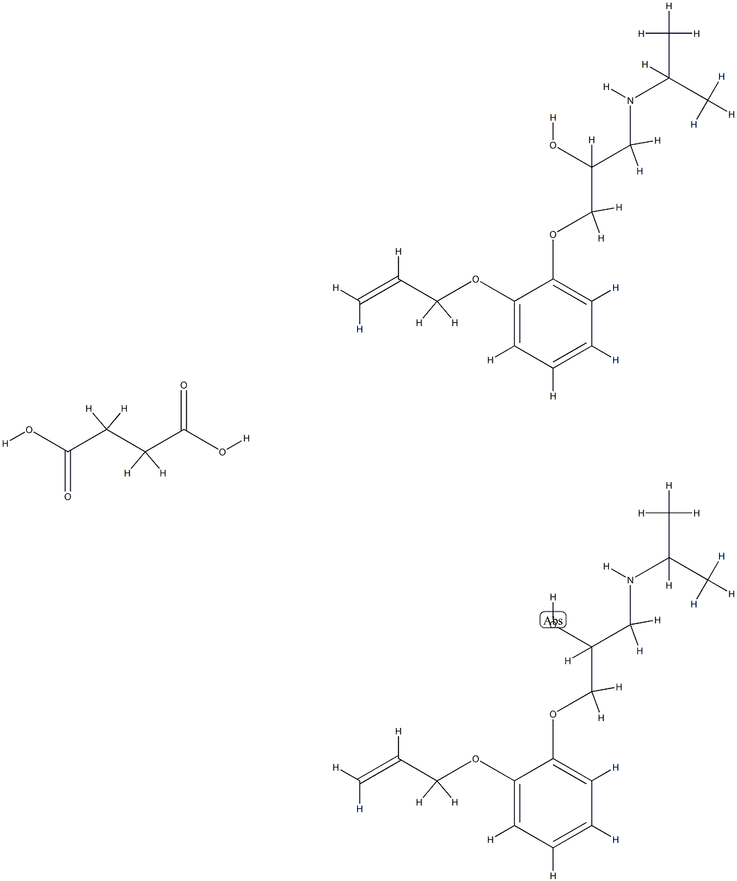 succinic acid, compound with 3-[2-(allyloxy)phenoxy]-1-[(isopropyl)amino]propan-2-ol (1:2)  구조식 이미지