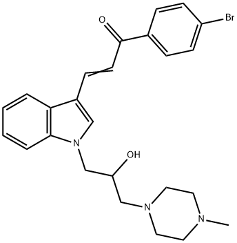 1-(4-bromophenyl)-3-{1-[2-hydroxy-3-(4-methyl-1-piperazinyl)propyl]-1H-indol-3-yl}-2-propen-1-one 구조식 이미지