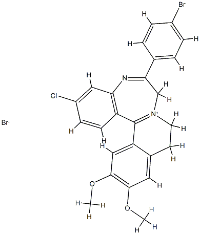 7H-ISOQUINO(2,1-d)(1,4)BENZODIAZEPIN-8-IUM, 9,10-DIHYDRO-6-(p-BROMOPHE NYL)-3-CHL 구조식 이미지
