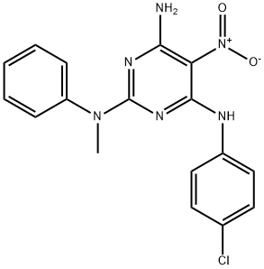 N~4~-(4-chlorophenyl)-N~2~-methyl-5-nitro-N~2~-phenylpyrimidine-2,4,6-triamine 구조식 이미지