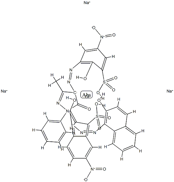 Chromate(3-), [3-[(4,5-dihydro-3-methyl-5-oxo-1-phenyl-1H-pyrazol-4-yl)azo]-2-hydroxy-5-nitrobenzenesulfonato(3-)][3-hydroxy-4-[(2-hydroxy-1-naphthalenyl)azo]-7-nitro-1-naphthalenesulfonato(3-)]-, trisodium Structure