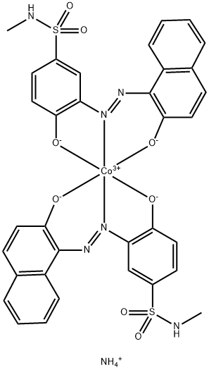 ammonium bis[4-hydroxy-3-[(2-hydroxy-1-naphthyl)azo]-N-methylbenzenesulphonamidato(2-)]cobaltate(1-) 구조식 이미지