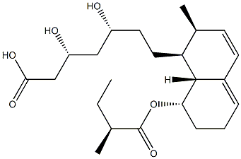 (3R,5R)-7-[1,2,6,7,8,8aβ-Hexahydro-8α-[[(2S)-2-methylbutyryl]oxy]-2β-methylnaphthalene-1β-yl]-3,5-dihydroxyheptanoic acid 구조식 이미지