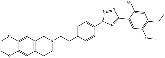 2-(2-(4-(2-(6,7-dimethoxy-3,4-dihydroisoquinolin-2(1H)-yl)ethyl)phenyl)-2H-tetrazol-5-yl)-4,5-dimethoxyaniline(WXC04283) 구조식 이미지